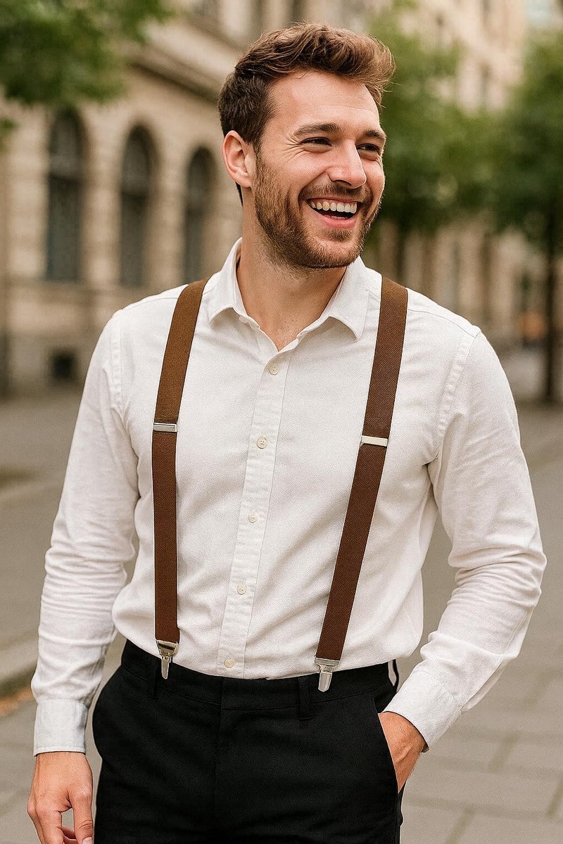 trilece Brown Suspenders for Men - Mens Suspender, Adjustable Y Back Style Suspender Women, Suspenders with Heavy Duty Strong Clips (Brown, 1) - Image 4